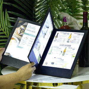 Menú Digital LED Recargable para Escritorio, para Hostelerí<span class=keywords><strong>a</strong></span> y Catering, Menú de Cuero A4 de Tres Caras - Product Image 4