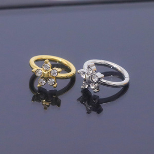 Bijoux de piercing style européen, anneaux en plaqué or 18 carats avec strass pour cartilage d'oreille et nez, cadeau, bijoux tendance - Product Image 4