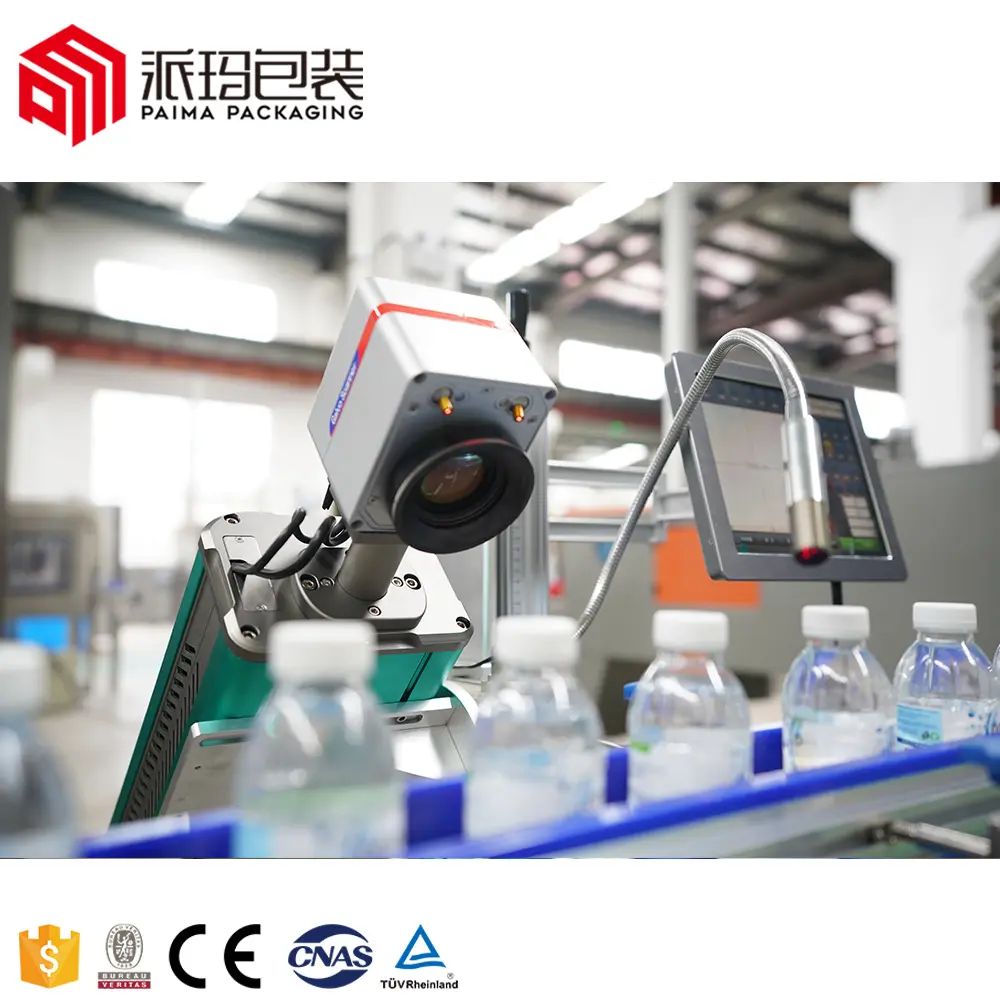 2022 en iyi standı tip 30W 50w CO2 Synard lazer markalama yazıcı makineleri pet şişelenmiş su üretim hattı