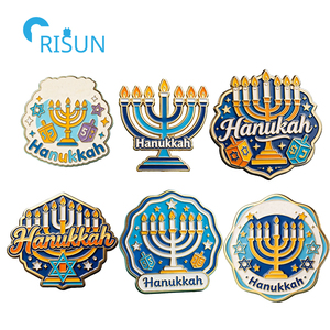 Magnete da Frigorifero Personalizzato con Stella di David, Menorah per <span class=keywords><strong>Buon</strong></span> Hanukkah, Spilla da Bavero, Distintivo, Spilla Smaltata Personalizzata per Hanukkah - Product Image 1