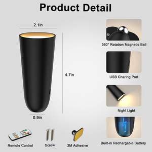Lámparas de Pared LED Inteligentes RGB, Apliques de Pared con Rotación de 360°, Regulación Continua, Control Táctil por Aplicación, Luces de Pared Inalámbricas para Interiores - Product Image 6