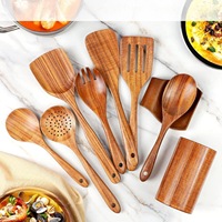 Ustensiles de cuisine Offre Spéciale Ensemble d'ustensiles en bois Ustensiles en bois de teck Tourniquet Cuillères Spatule Ustensiles de cuisine en bois pour la cuisine