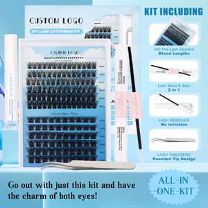 Kit de Extensión de Pestañas DIY para el Hogar <span class=keywords><strong>con</strong></span> Grupos de Pestañas Postizas Wispy 20D 30D 40D <span class=keywords><strong>con</strong></span> <span class=keywords><strong>Herramientas</strong></span>, Pinzas Individuales y de Segmentos - Product Image 6