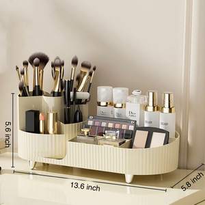 Expositeur de cosmétiques moderne de bureau rotatif à 360 degrés, boîte de rangement pour maquillage et cosmétiques pour la salle de bain - Product Image 3