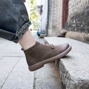Marchio <span class=keywords><strong>di</strong></span> design originale <span class=keywords><strong>di</strong></span> alta qualità punta rotonda in vera pelle morbido stile da passeggio stivaletti da <span class=keywords><strong>donna</strong></span> piattaforma <span class=keywords><strong>stivali</strong></span> fornitore - Product Image 5