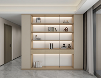 Étagère en bois multicouche ENF écologique personnalisée pour toute la maison, armoire en OSB avec éclairage LED et porte en verre PET