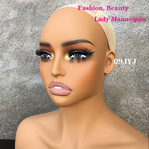 Maniquí de busto femenino afroamericano realista con soporte de plástico PP y PVC para exhibición de pelucas - Product Image 4