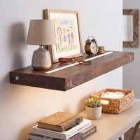 Étagères flottantes rechargeables en noyer noir avec éclairage LED, commande tactile, étagères lumineuses en bois massif personnalisées pour l'affichage