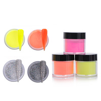 Poudre acrylique populaire 10g couleurs au néon poudre de miroir de vernis à ongles avec des paillettes de cristal trempage Pigment de sucre pour la conception des ongles