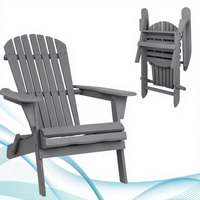 Chaise Adirondack pliante en bois massif pour extérieur, style américain, avec dossier, idéale pour la plage, la cour ou les gîtes.