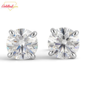 ต่างหูแบบติดหูทรงกลมประดับมอสซาไนต์ เงินแท้ 925 รุ่นโกลด์ลีฟ คลาสสิค สำหรับผู้หญิงและทุกเพศ - Product Image 5