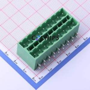 KF2EDGKRCH-5.08-2*9P Plug-in Terminal Block Bent Lead Through Hole,P=5.08mm Board-to-Board / Socket - Closed 2x9P 5.08mm Green - Product Image 1