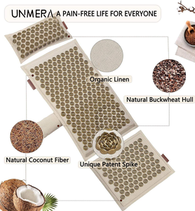 Tapis et oreiller d'acupression noirs en gros pour 2025, en lin écologique avec rembourrage en fibre de coco pour la relaxation musculaire - Product Image 2