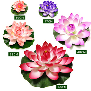 Real touch faux water lily latex fiori <span class=keywords><strong>di</strong></span> loto artificiali galleggianti per la decorazione domestica della piscina - Product Image 4
