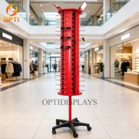 Customizable Revolving Eyeglasses Display Stand, Spinning Sunglasses Holder Rack with Wheels for Retail, Wholesale
