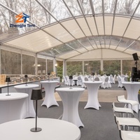 Tente Arcum Transparente Commerciale avec Structure en Aluminium et Couverture en PVC Transparente, Imperméable, Ignifuge, Toutes Saisons, pour Fêtes en Plein Air, Mariages, Événements Commerciaux