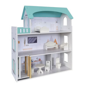 Cina fabbrica bambini paly giochi di abilità pratiche da te tre strati 8 pz mobili in legno grande casa delle bambole per le ragazze - Product Image 2