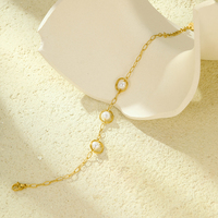 Usage quotidien Simple Perle Plaqué Or Bracelet En Acier Inoxydable Rétro Charme Chaîne Lien Bracelets Style À La Mode pour La Mode Neutre
