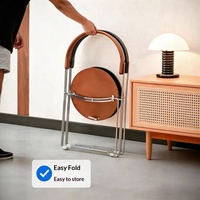 Chaise de salle à manger pliante en métal de style médiéval, revêtement en daim, dossier décontracté moderne et minimaliste, mobilier de maison pour balcon