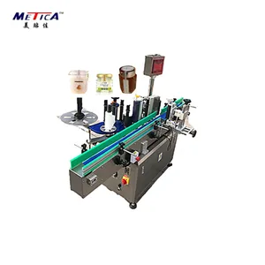 Metica tự động ngang gấp hộp giấy nước cam chai thủy tinh có thể niêm phong góc máy dán nhãn