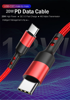 Câble de charge rapide USB C tressé en nylon, cordon de synchronisation de données haute vitesse, câble de chargeur Type C pour téléphone, tablette, smartphone