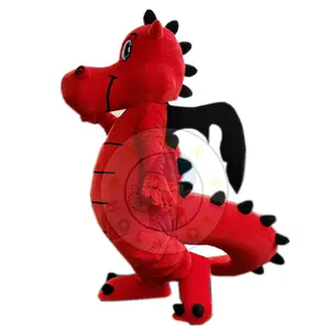 Disfraz de Mascota de dinosaurio rojo, personaje de dibujos animados