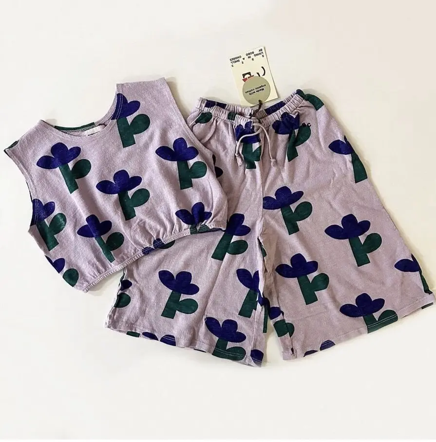 Bebek giysileri kıyafet çocuk kazak üstleri yelek şort ve mavi çiçek çiçek çiçek kız giyim seti 1-3 yıl