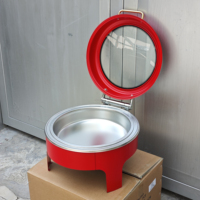 Plat de service de luxe Lefeng 2026 6L rouge, chauffe-plat de buffet écoénergétique en acier inoxydable pour traiteur, mariages et hôtels