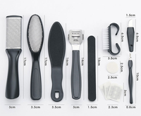 Kit de manucure et pédicure noir avec lime à pieds, lime à ongles, pour soins des ongles et des pieds, et élimination des peaux mortes