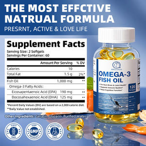 Capsules d'huile de poisson <span class=keywords><strong>oméga</strong></span> <span class=keywords><strong>3</strong></span> DHA <span class=keywords><strong>EPA</strong></span> Beworths pour la santé du cerveau et du cœur des adultes, 60 capsules par flacon - Product Image 2