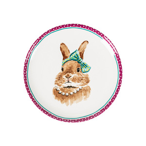Plato de Cerámica Pintado a Mano con Diseño de Conejo de Dibujos Animados, Plato de Postre Creativo de Acuarela de 8 Pulgadas - Product Image 5