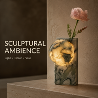 Lampe de table LED d'ambiance sans fil rechargeable à commande tactile, motif marbre moderne, sculpturale, pour chevet d'hôtel