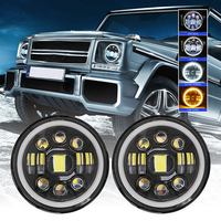 Phare de voiture LED 7 pouces 110W avec feux de jour Angel Eyes Halo colorés DRL 12V 24V pour Jeep Wrangler JK Lada 4x4 Niva Off Road
