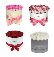 Vente en gros de boîtes de roses éternelles naturelles pour la Saint-Valentin boîte cadeau d'emballage conservée personnalisée boîte cadeau de fleurs rondes faite à la main