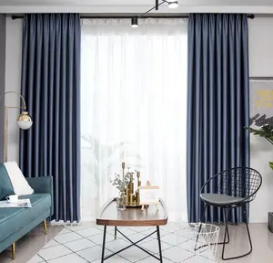 Owenie Fashion Vlamvertragende Geïsoleerde Thermische Geluiddichte Luxe Grijs En Blauw Thuis Verduisteringsgordijn Voor De Woonkamer