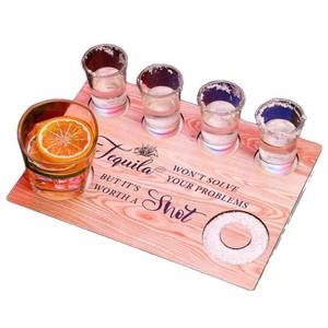 Bandeja de madera Huifa para condimentos, 40x25cm, bandeja decorativa para servir en bares, para cócteles, salero, vasos de whisky y bebidas. - Product Image 2