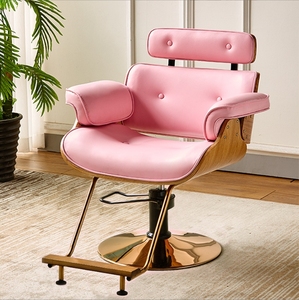 Sillón de Barbero 2025 Nuevo de Madera con Metal Electrochapado para Salón, para Cortar y Teñir el Cabello, con Elevación, Tapizado en Cuero Sencillo, Reclinable - Product Image 1