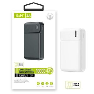 พาวเวอร์แบงค์ S&N 10000mAh 2A ช่องเสียบ USB คู่ พร้อมจอ LED และสายชาร์จ 3 in 1 - Product Image 2