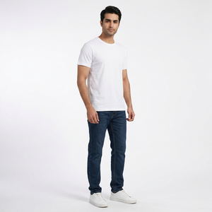 T-shirt publicitaire en coton pur avec logo personnalisé OEM, col rond, respirant, manches courtes, vêtements de travail, taille européenne plus - Product Image 1