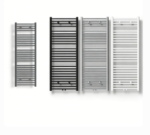 Radiateur de salle de bain avec porte-serviettes blanc, design contemporain droit, installation facile, raccordement central flexible - Product Image 1