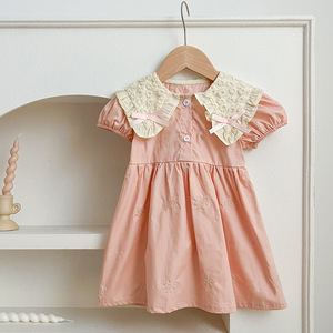 <span class=keywords><strong>Vestito</strong></span> Estivo in Cotone Stile Coreano 2026 <span class=keywords><strong>con</strong></span> Stampa, Maniche Corte, Ricamo e Colletto a Farfalla per Bambine e Sorelline - Product Image 2