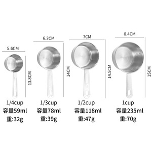 Thấp moq thép không gỉ 4 cái đường bột muỗng canh dụng cụ đo lường tất cả trong một cốc - Product Image 5