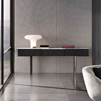 Table de console de télévision pour salon avec plateau en marbre et rangement