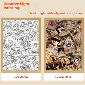 Lampe LED <span class=keywords><strong>One</strong></span> <span class=keywords><strong>Piece</strong></span> <span class=keywords><strong>Luffy</strong></span> avec <span class=keywords><strong>cadre</strong></span> en bois et boîte à lumière et ombre pour chambre à coucher - Product Image 6