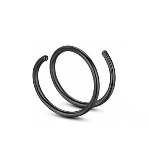 Joyería corporal de moda Cartílago de La Oreja Piercing de fosa nasal Anillo de aro <span class=keywords><strong>doble</strong></span> Anillo de nariz espiral chapado en oro - Product Image 6