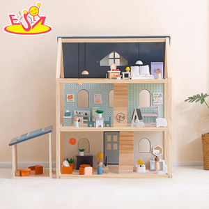 Grande maison de poupée en bois avec meubles, plusieurs pièces et <span class=keywords><strong>garage</strong></span> attenant-Jouet de jeu <span class=keywords><strong>interactif</strong></span> pour enfants W06A599 - Product Image 2