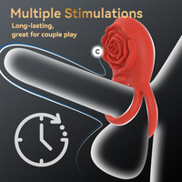 Adams spielzeug Cock Ring mit Rose Klitoris-Stimulator Penis Ring Vibrator Sex-Spielzeug für Männer vibrierender Cock-Ring Paare Sex-Spielzeug