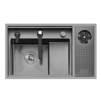 Éviers de cuisine multifonctions cachés à marches hautes et basses de qualité supérieure avec lave-gobelet pour la cuisine