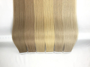 Extensiones de Cabello Humano Virgen Ruso de Color Claro, Inyectadas, Sin Costuras, con Cutícula Alineada, para Cinta Adhesiva Delgada, Venta al por Mayor - Product Image 6