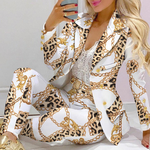C8035 Großhandel Herbst Winter Damenmode Anzüge Zweiteiliges Set Mode Lässige Damenanzüge <span class=keywords><strong>Blazer</strong></span> Hose Damen-Sets - Product Image 2